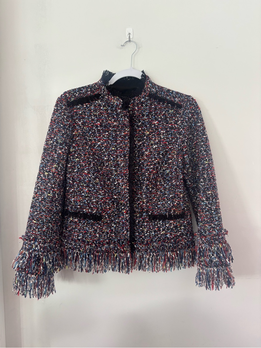 Ann Taylor XS Multicolor Tweed Fringe Jacket - Women